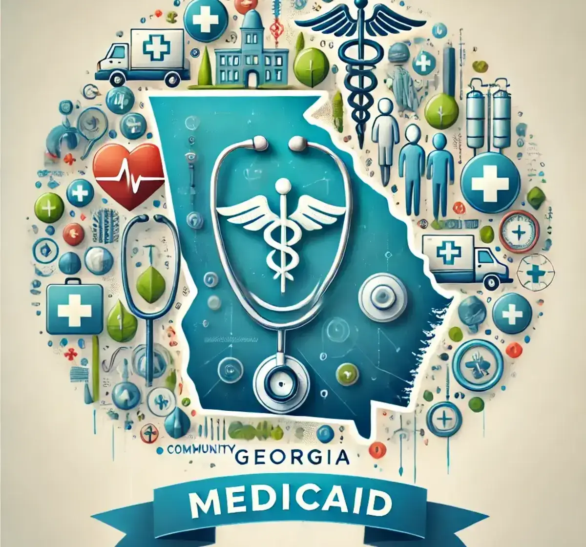 a conceptual illustration representing medicaid in the state of georgia, usa